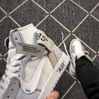 Jordan 1 High Off-White Style White Grey Sneakers
