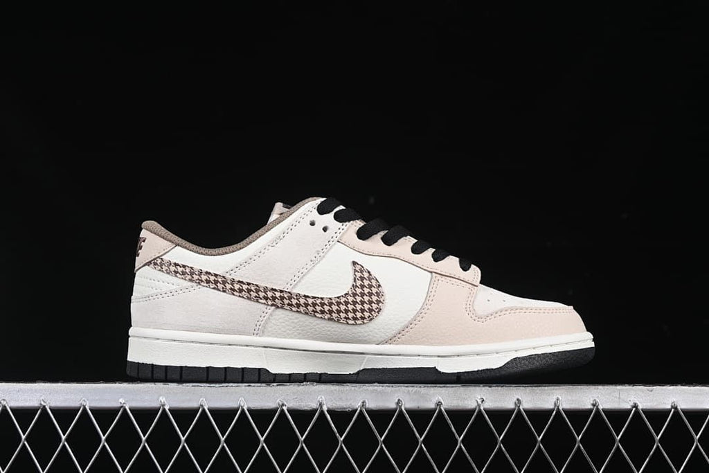 Nike SB Dunk Low Cream Houndstooth Swoosh Sneakers