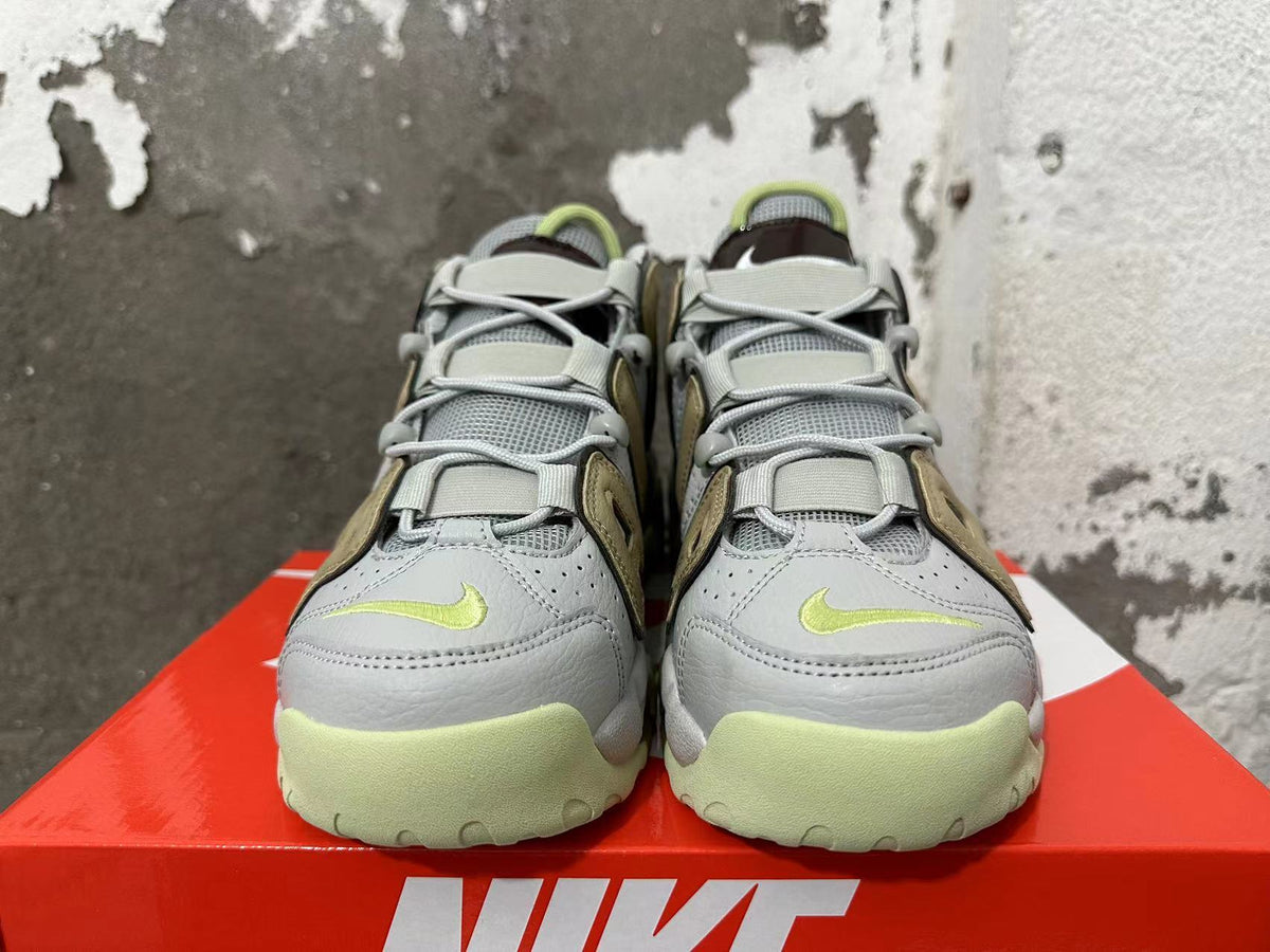 Nike Air More Uptempo Sneakers in Brown, Gray and Lime