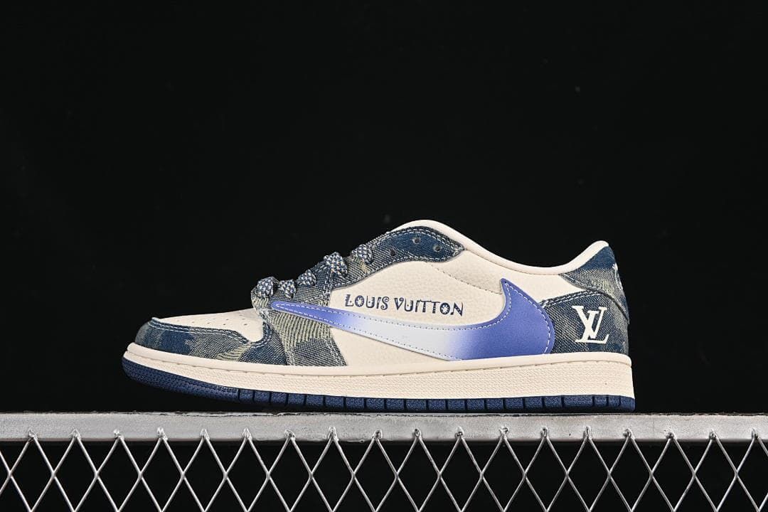 Air Jordan 1 Low OG SP Travis Scott Fragment Denim-Style Sneakers