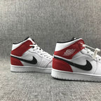 Air Jordan 1 Mid White Red Sneakers 554724-116