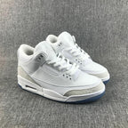 Jordan 3 White Cement Sneakers with Blue Translucent Sole