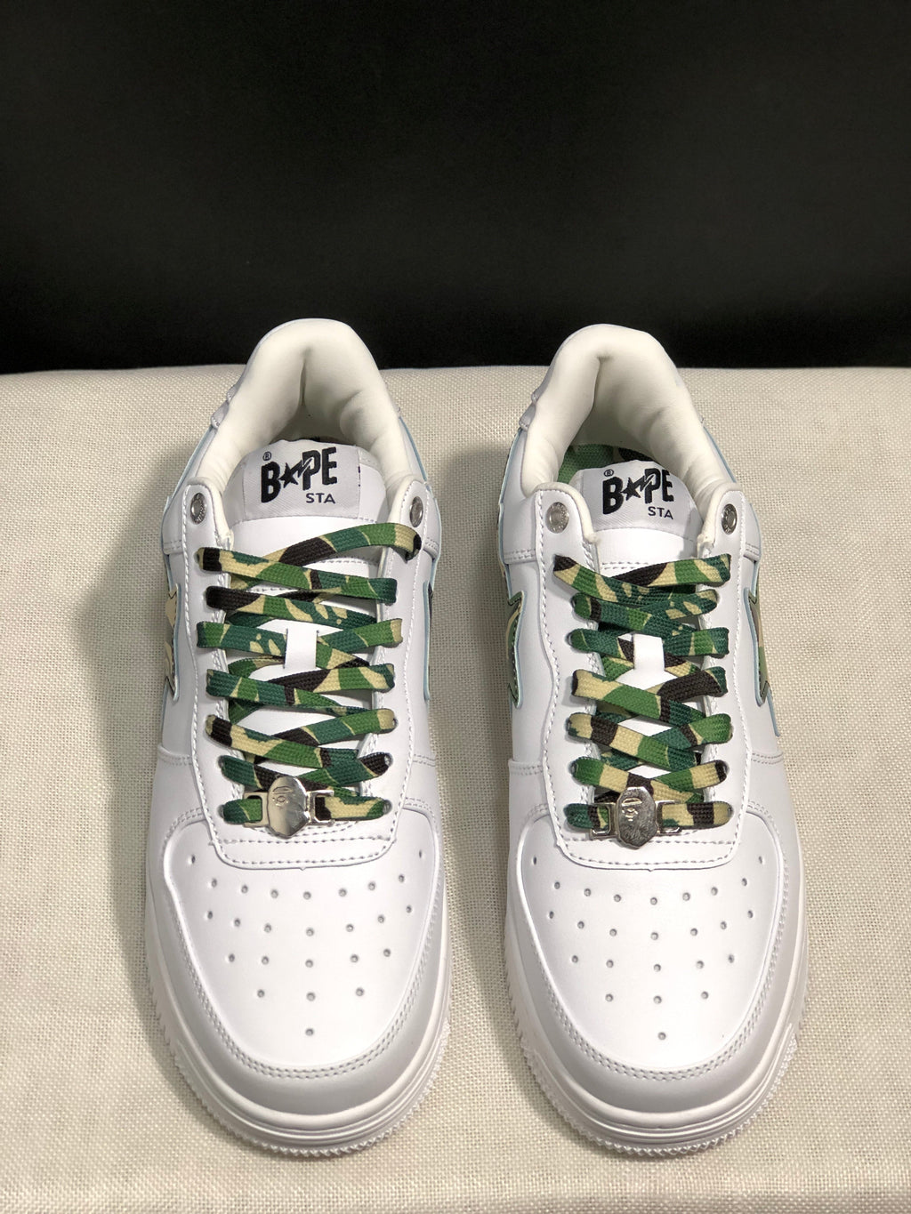 BAPE Bape Sta Low Sneakers White Green Camo