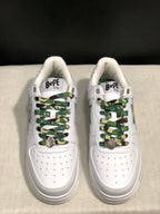 BAPE Bape Sta Low Sneakers White Green Camo