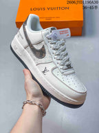 Nike Air Force 1 Low Custom Sneakers in Cream and Gray