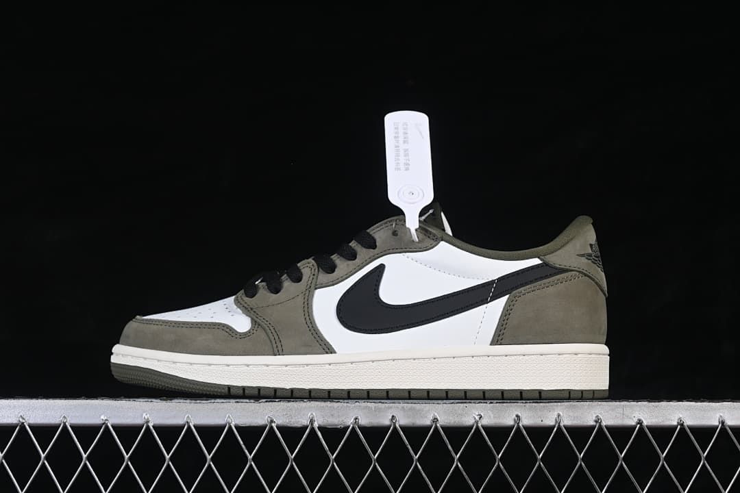 Travis Scott x Air Jordan 1 Low OG Olive White Sneakers HQ6998-200