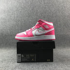 Air Jordan 1 Mid White Pink Sneakers 555112-611