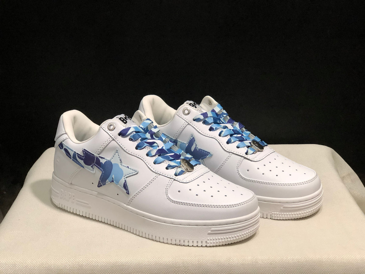 BAPE STA Low-Top Sneakers White Blue Camouflage