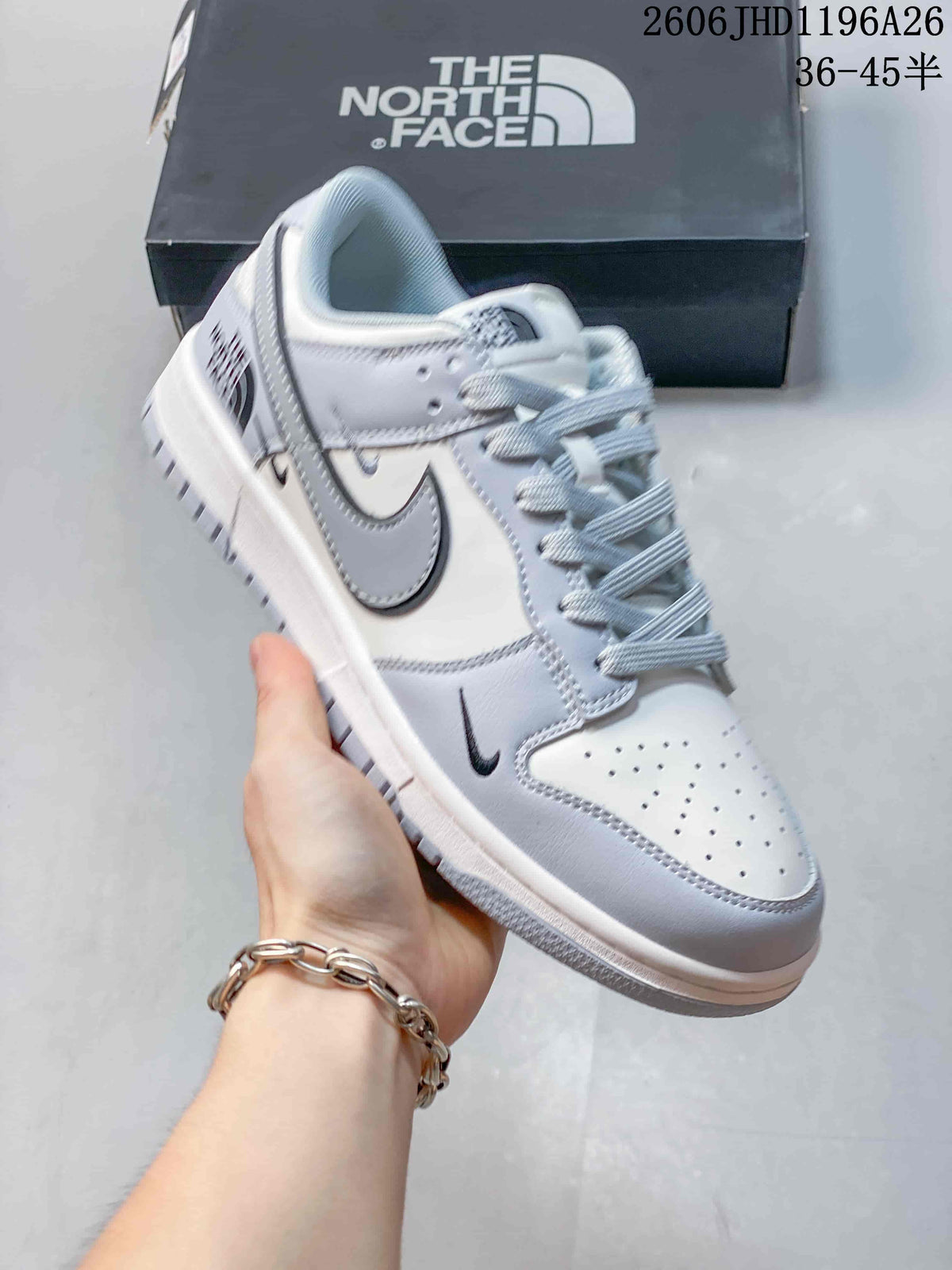 Nike SB Dunk Low LV-Print Low-Top Sneakers, Gray and White