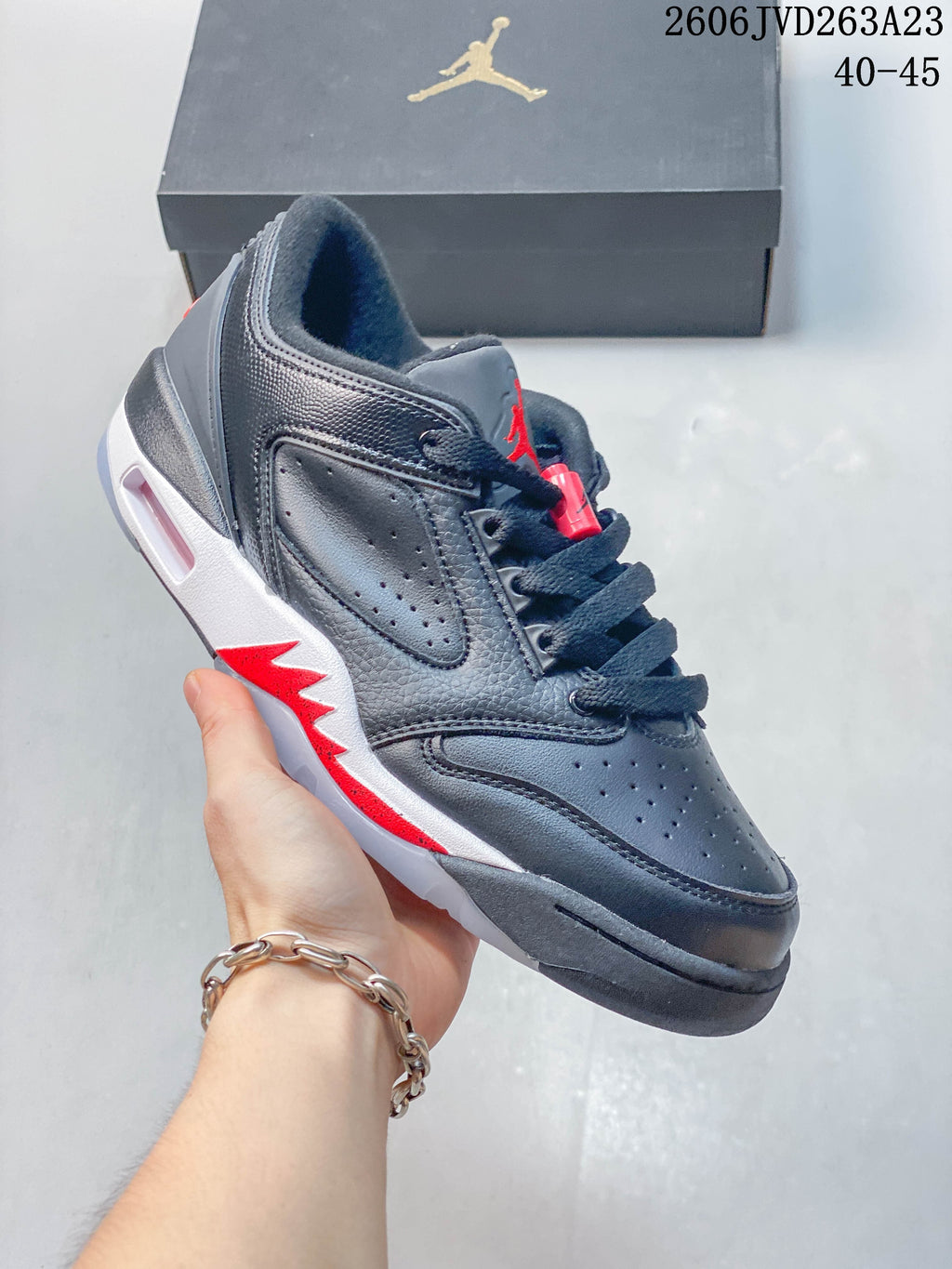 Jordan Sixty Plus Low Sneakers, Gray/White/Red, IH2047-101