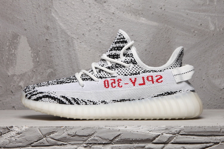 Yeezy 350 V2 Black and White Knit Sneakers