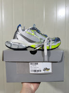 9074 Low-Top Sneakers in Silver, White and Neon Green