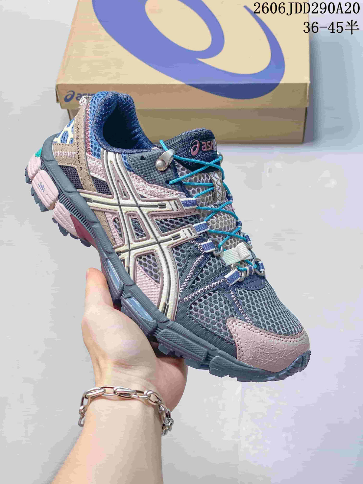 ASICS Tiger Gel-Kahana 8 Trail Sneakers in Gray, Pink & Navy