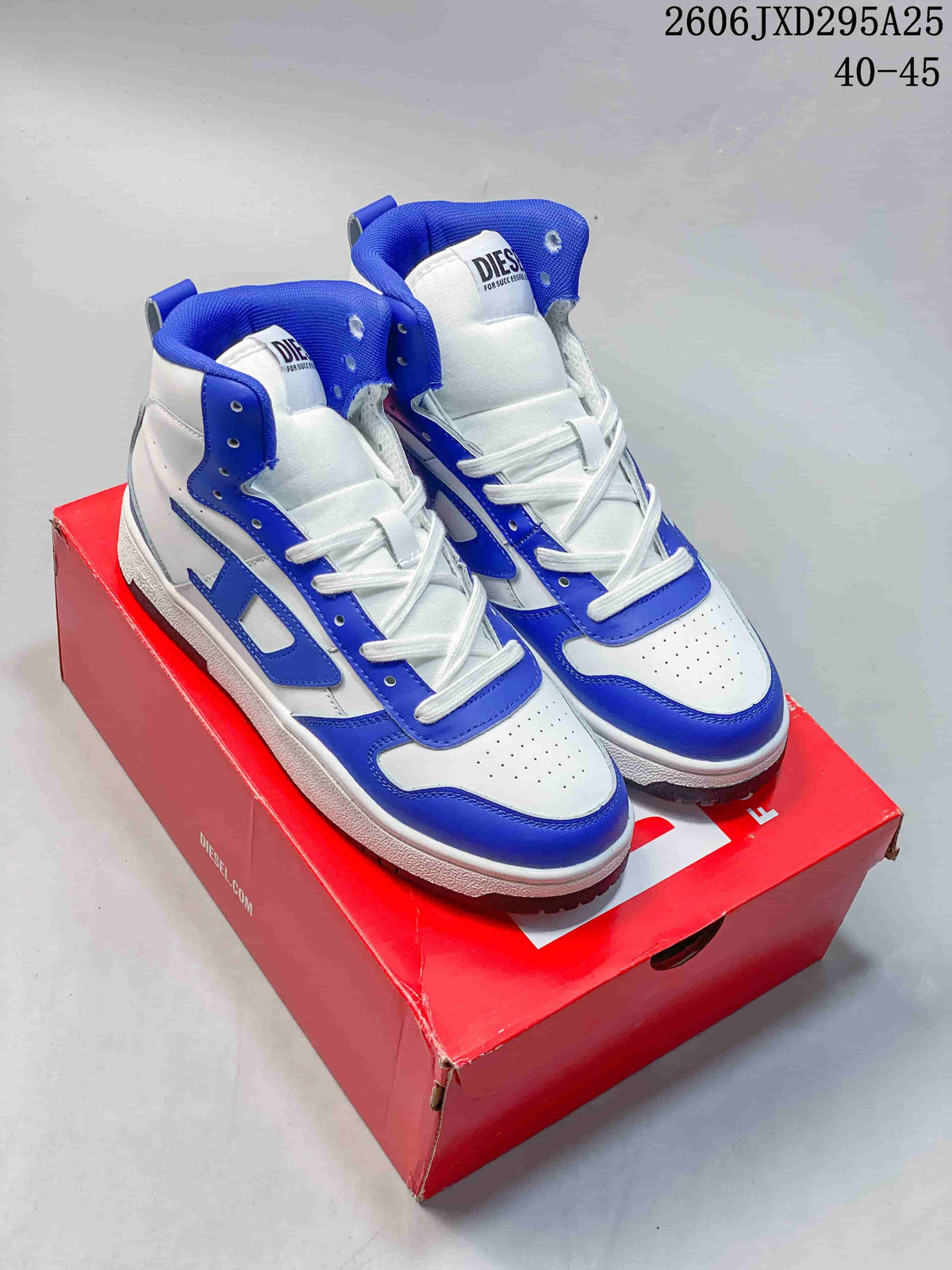 Diesel S-Ukiyo High-Top Sneakers White and Blue Y03363