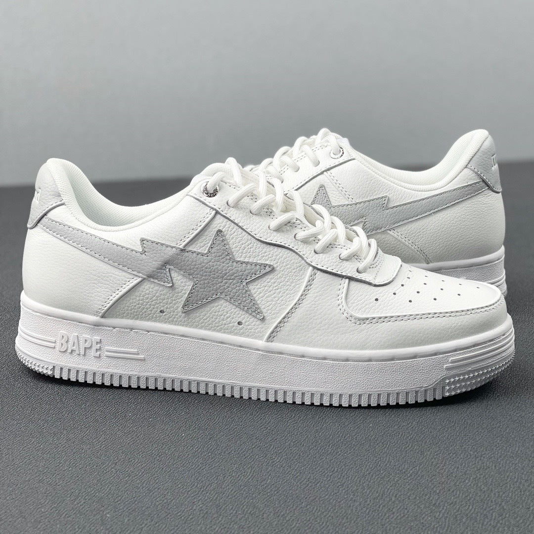 BAPE STA Low Sneakers in White and Grey