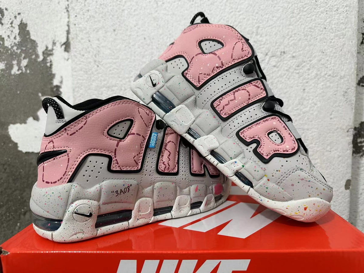 Nike Air More Uptempo Sneakers in Pink and Grey