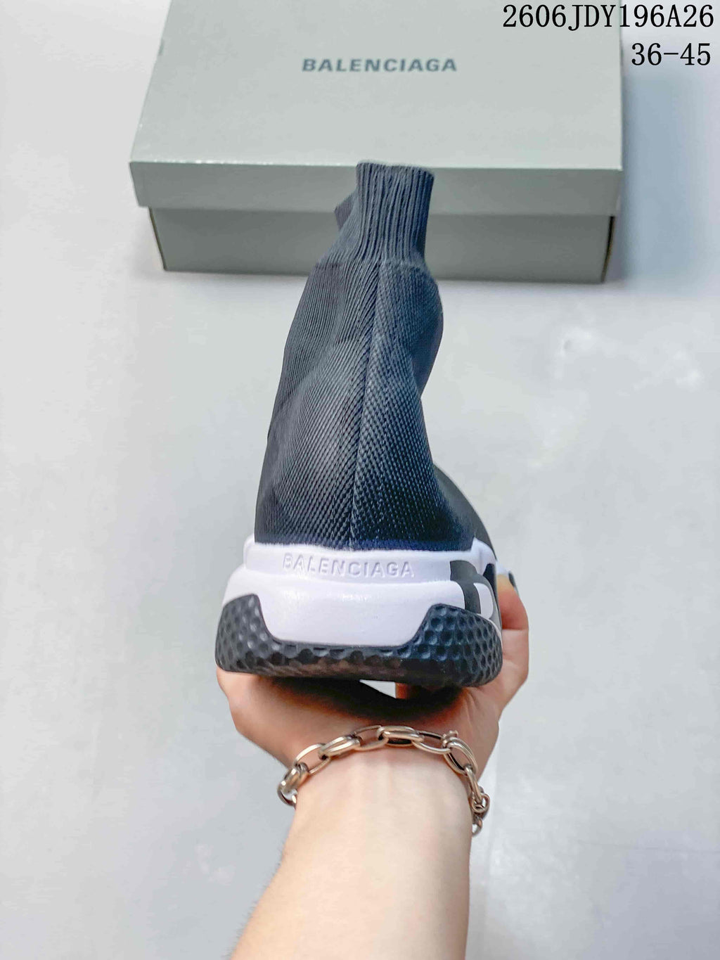 Balenciaga Sock-Style Sneakers Dark Gray 2606JDY196A26