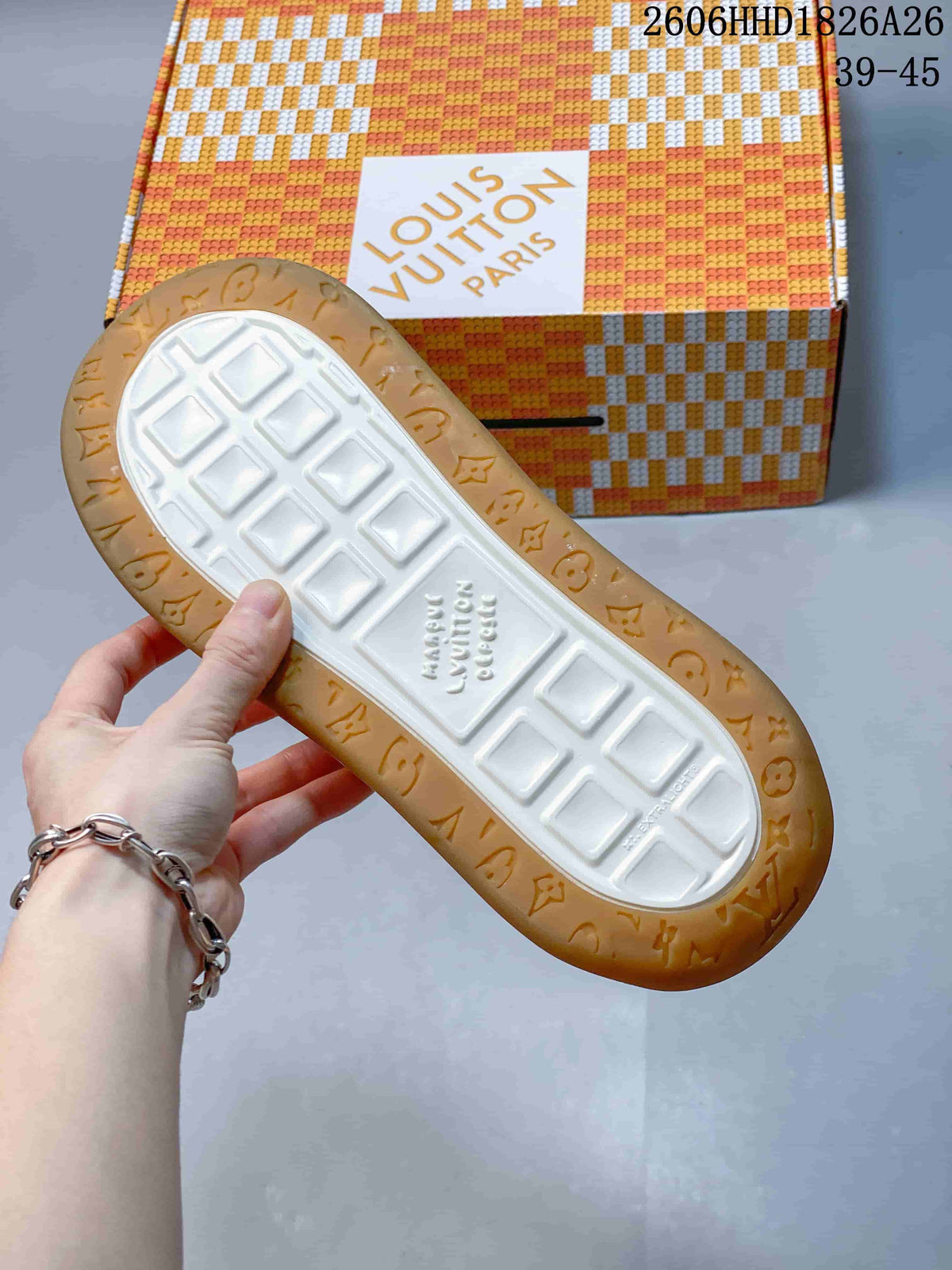 Louis Vuitton Tilted Monogram Low-Top Sneakers, Beige