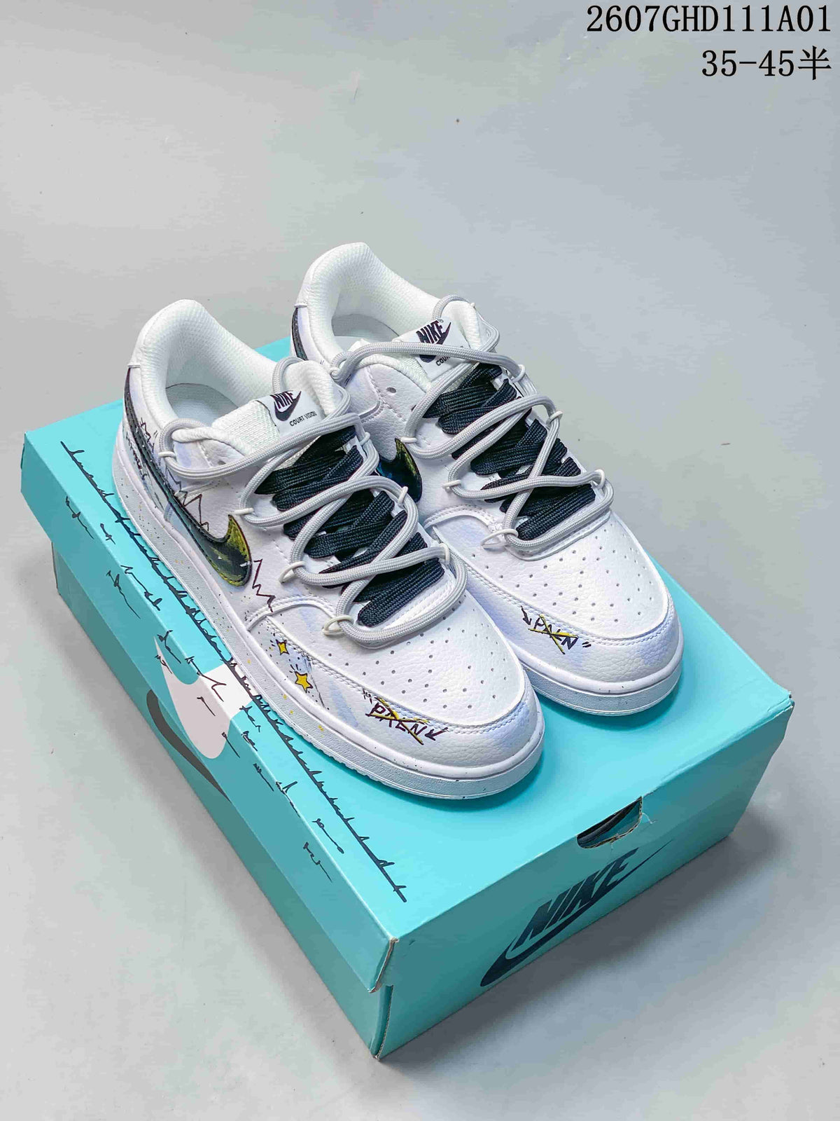 Nike Court Vision Low DIY Custom White Sneakers