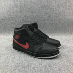 Air Jordan 1 Mid Black and Red Sneakers 554724-045