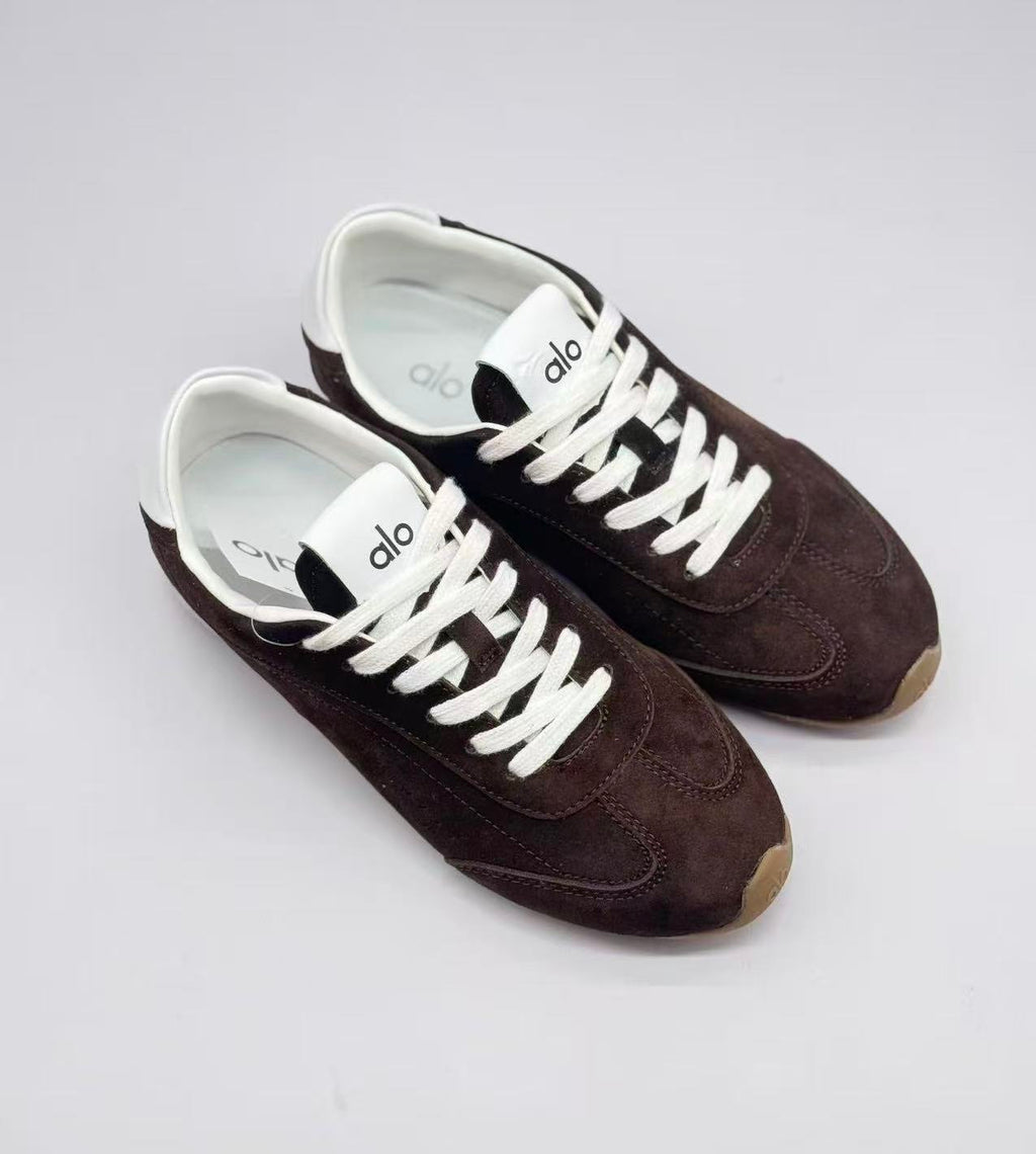 Alo Low-Top Sneakers Dark Brown with White Accents