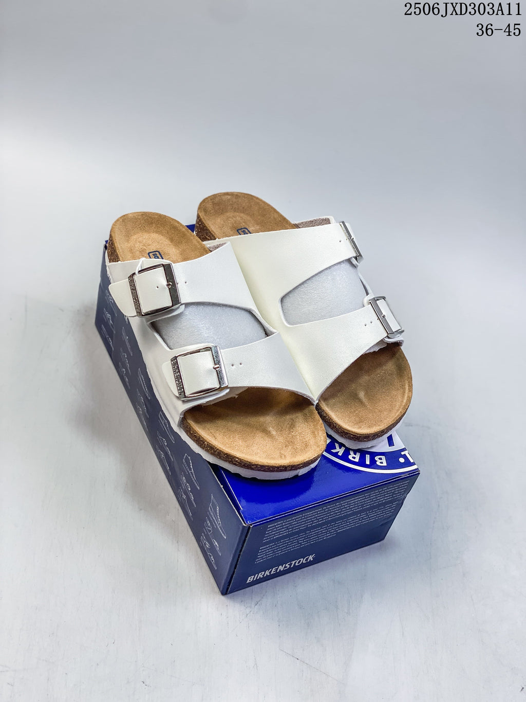 Birkenstock Two-Strap Slide Sandals in White