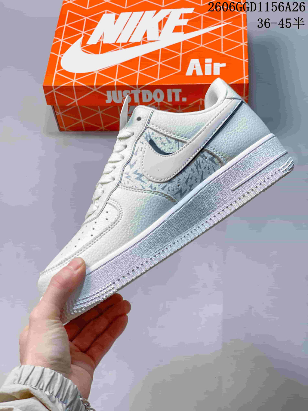 Nike Air Force 1 Low Cream White Sneakers with Patterned Panels