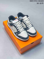 Nike SB Dunk Low LV Monogram Sneakers, White and Navy
