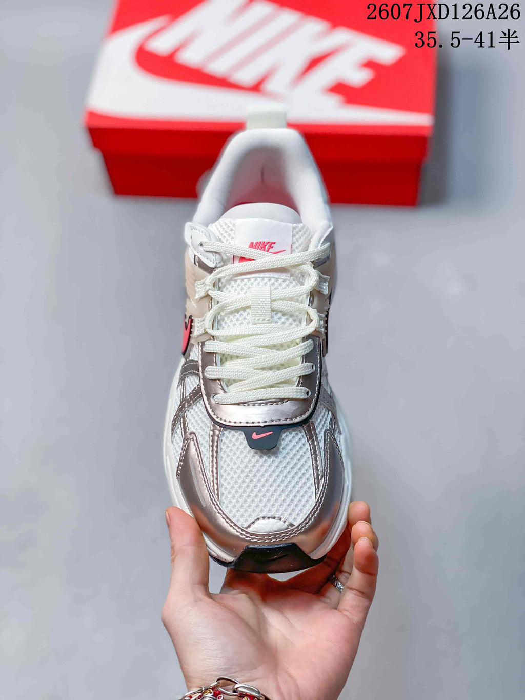 Nike V2K Run Low-Top Sneakers White Silver Pink