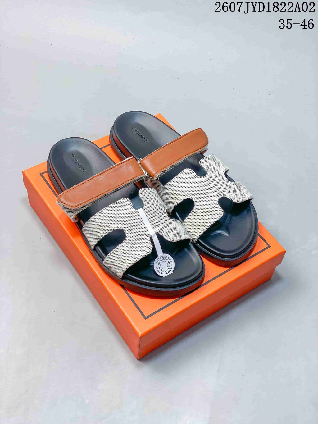 Hermès Kazimir Woven-Strap Slide Sandals