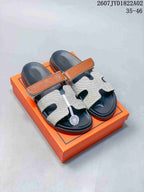 Hermès Kazimir Woven-Strap Slide Sandals