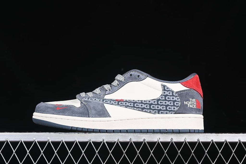 Jordan 1 Low OG SP Low-Top Sneakers in Grey, White and Red