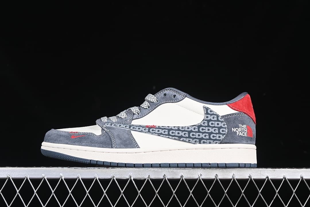 Jordan 1 Low OG SP Low-Top Sneakers in Grey, White and Red