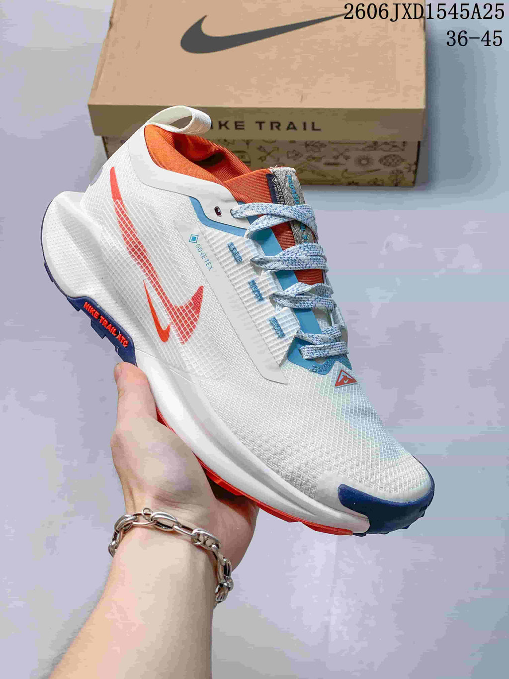 Nike Pegasus Trail 5 GTX Trail Running Shoes White Orange Blue