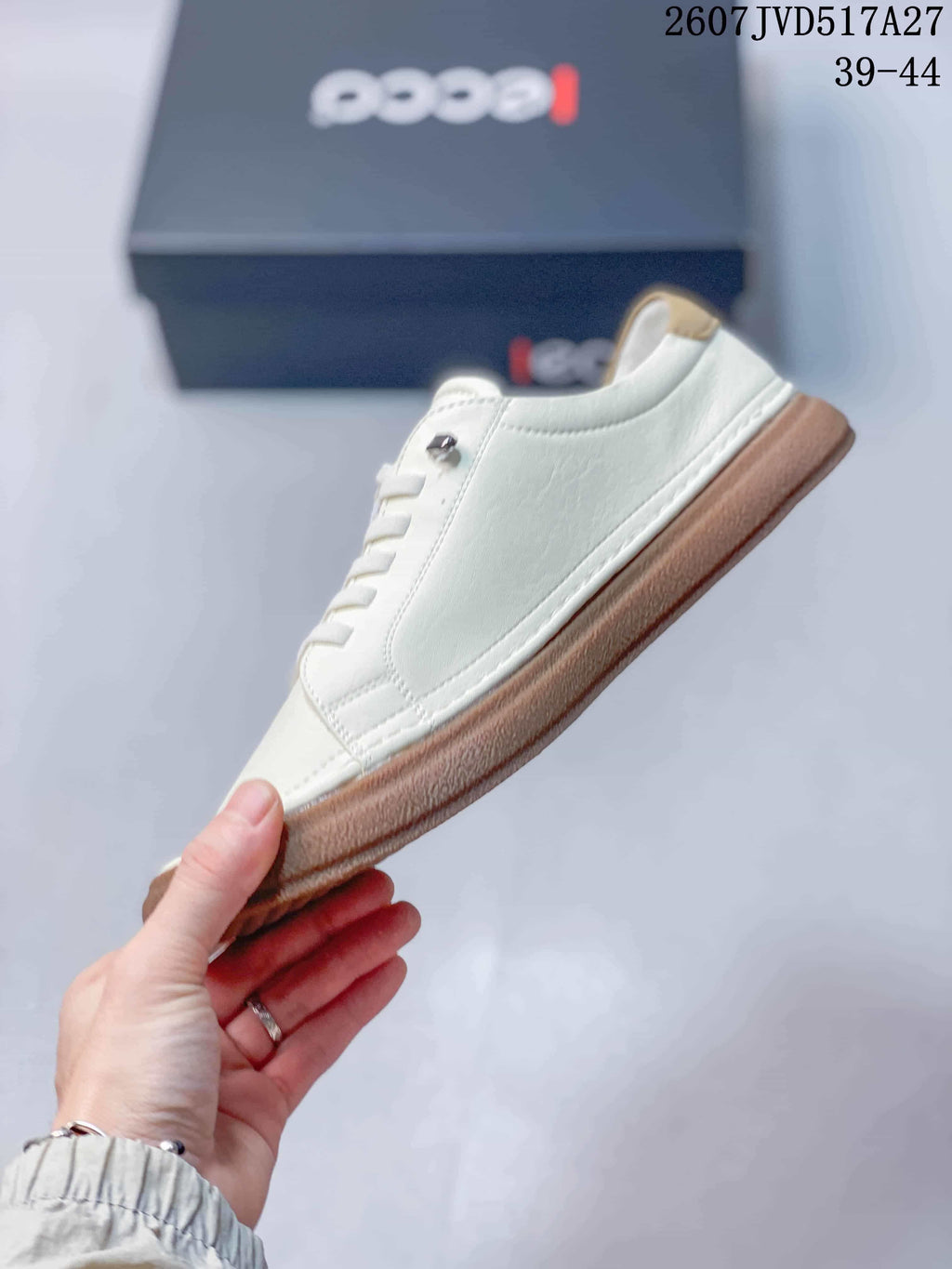 ECCO Men's Leather Sneakers White with Gum Sole 2607JVD517A27