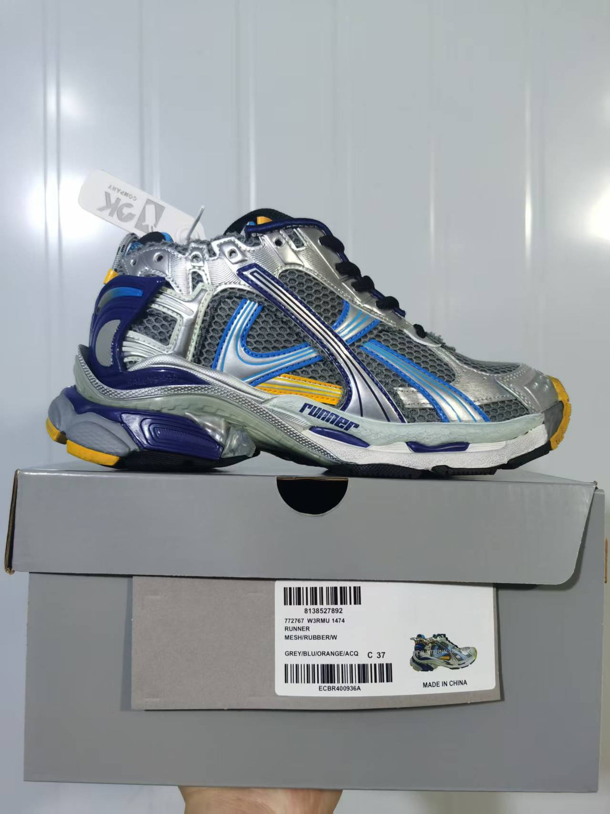1474 Mesh Runner Sneakers in Grey, Blue and Orange