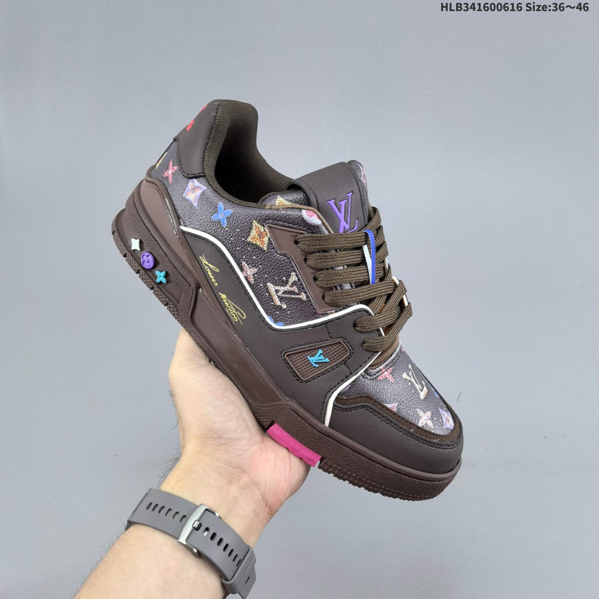 Louis Vuitton Trainer Sneakers in Brown Monogram Print