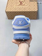 Louis Vuitton Trainer Maxi Low-Top Sneakers, White and Blue