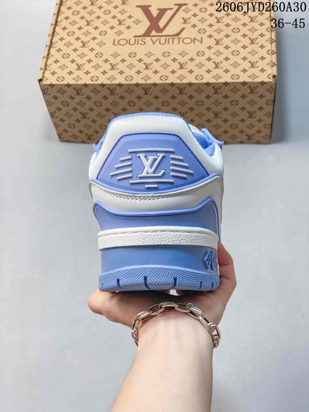 Louis Vuitton Trainer Maxi Low-Top Sneakers, White and Blue
