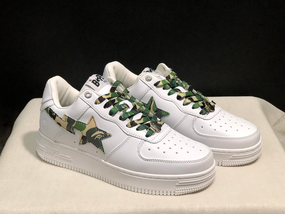 BAPE Bape Sta Low Sneakers White Green Camo