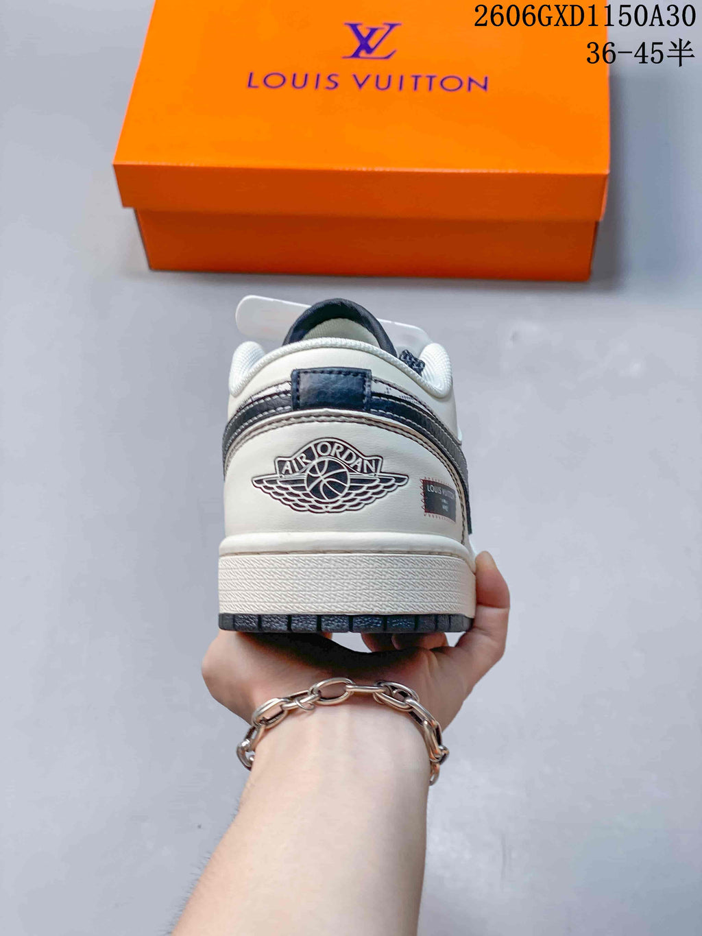 Air Jordan 1 Low Cream Sneakers with Monogram Pattern