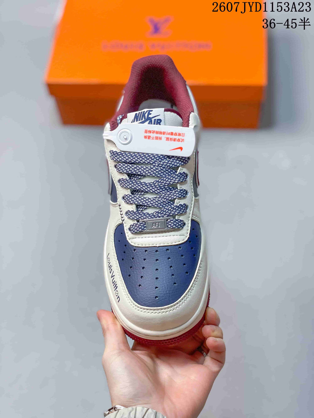 Nike Air Force 1 '07 Low White Blue Burgundy Sneakers