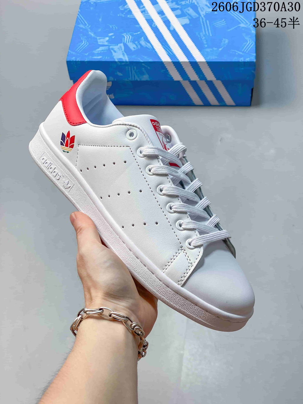 Adidas Stan Smith White Low-Top Sneakers with Color Heel Tabs