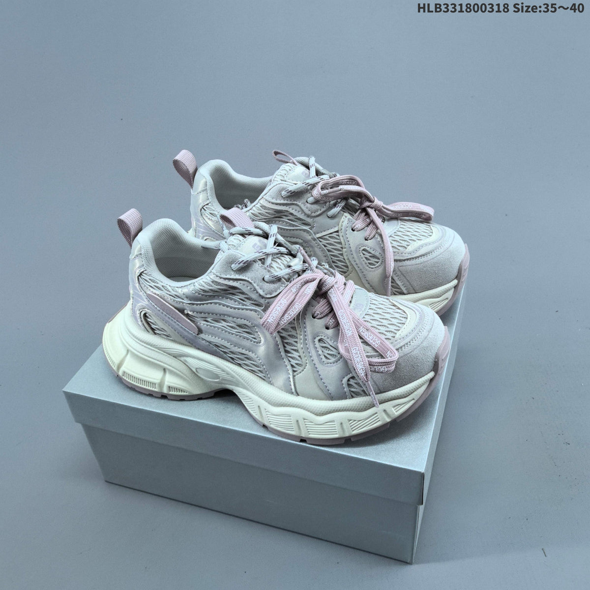 GG-CC Chunky Platform Sneakers in Gray and Pink