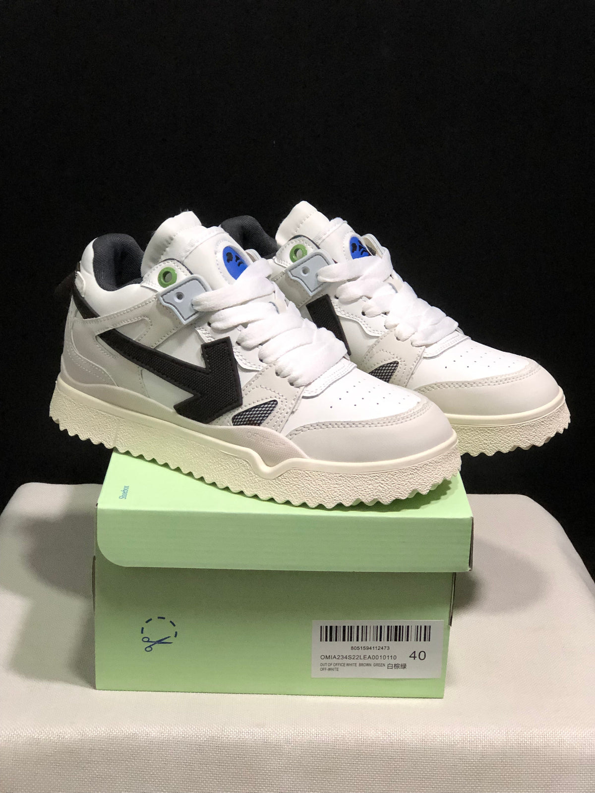 Off-White White Sneakers with Black Arrow Detail
