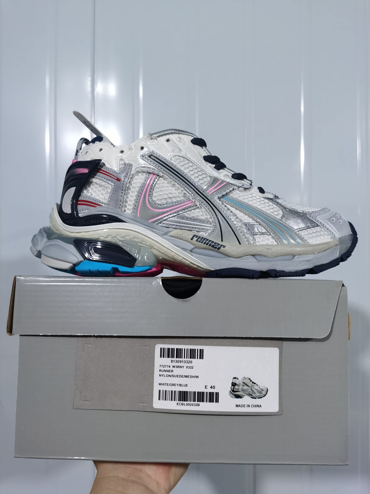 Balenciaga Runner Sneakers White Grey Blue 0322