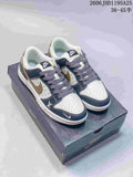 Nike Dunk Low Sneakers in White and Navy with Monogram Print