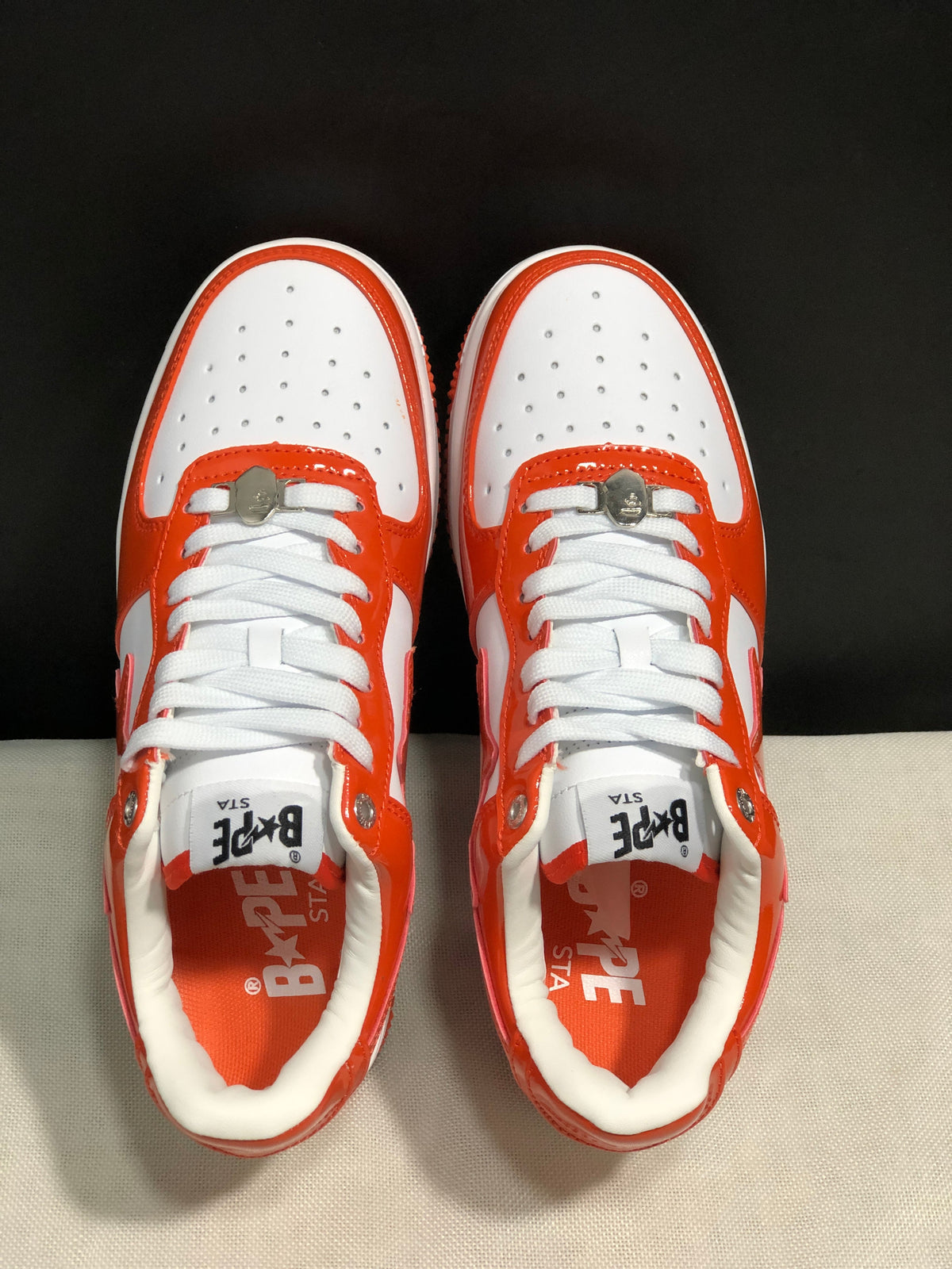 BAPE Sta Low-Top Sneakers White and Orange