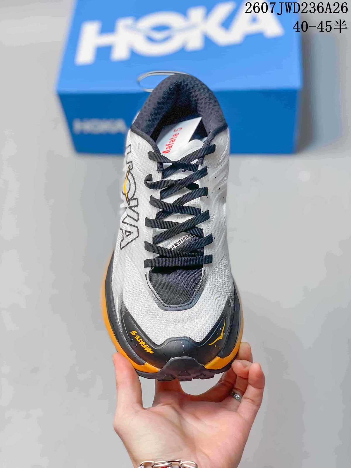 HOKA Mafate X Hike 5 Trail Running Shoes White Black Orange