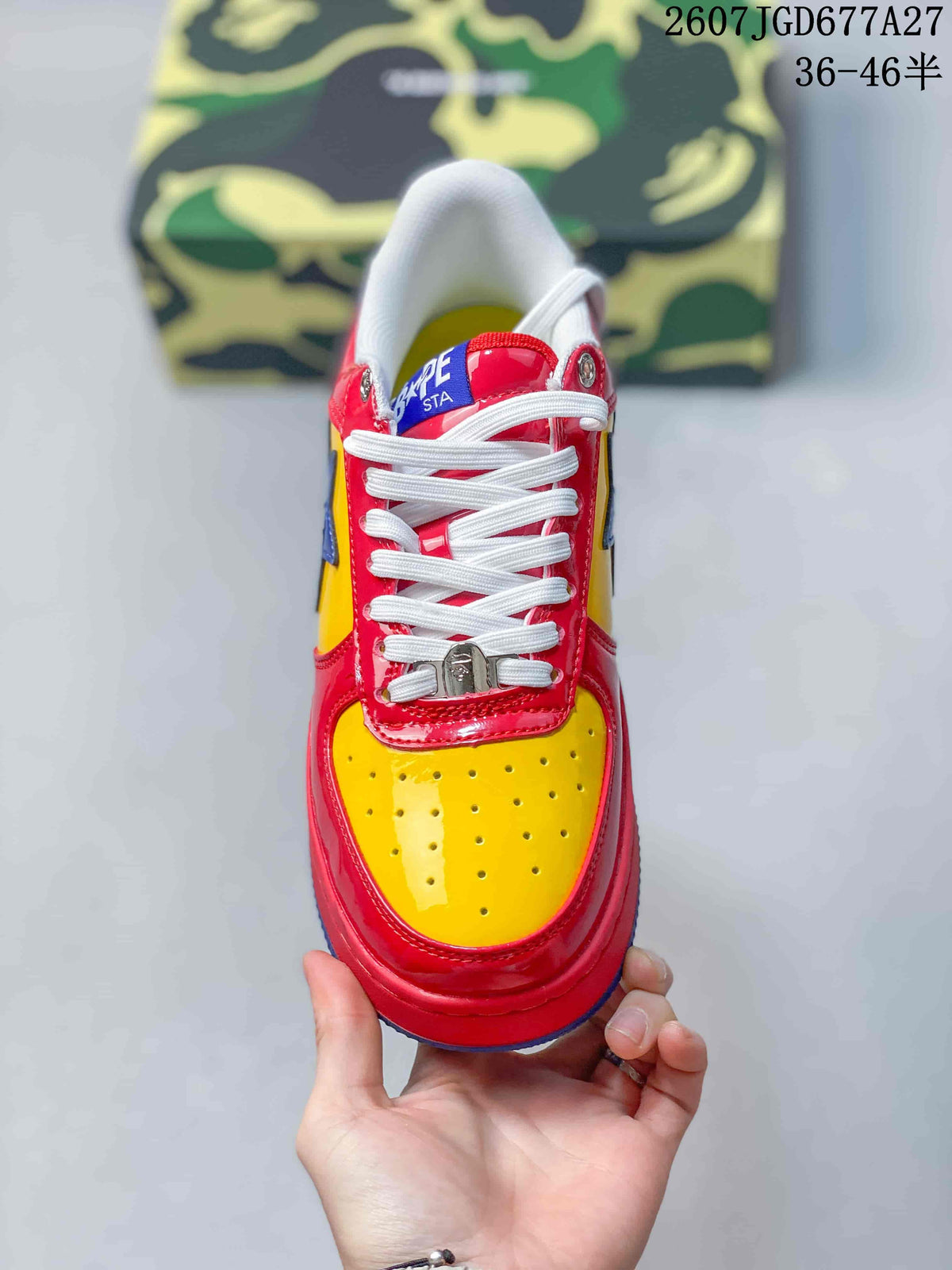 BAPE STA Low Sneakers Red Yellow Blue Style 2607JGD677A27